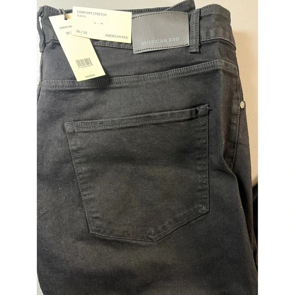 American Rag Slim Fit Jeans Mens 36/30 Black Comfort Stretch Denim NWT New